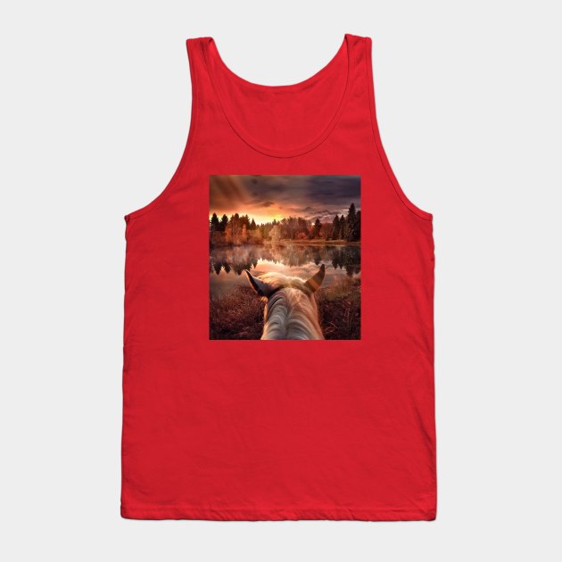 Long Lonesome Ride Tank Top by Phatpuppy Art